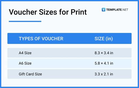 voucher size in inches